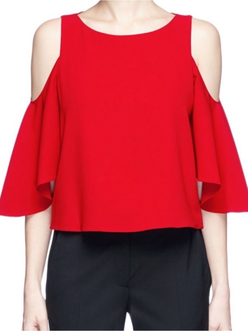 Alice and Olivia Coralee Cold-Shoulder Top Sz 2